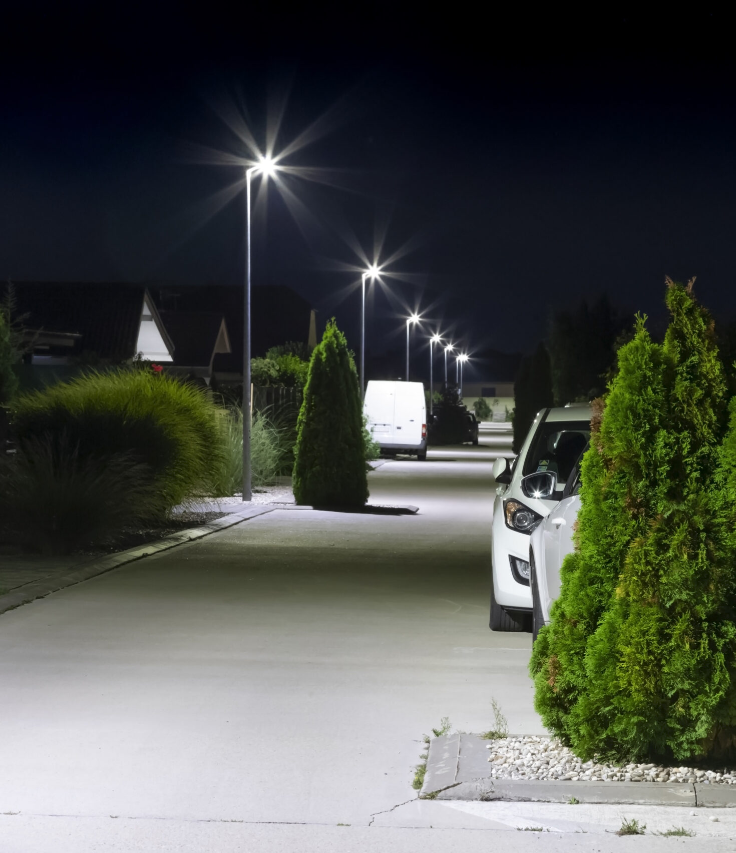 LED Straßenbeleuchtung im Wohngebiet